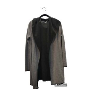 Blanc Noir Grey and black wool blend open front sweater